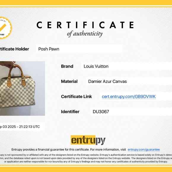 Authentic Louis Vuitton Damier Azur Canvas Speedy 30 Handbag - Picture 6 of 6